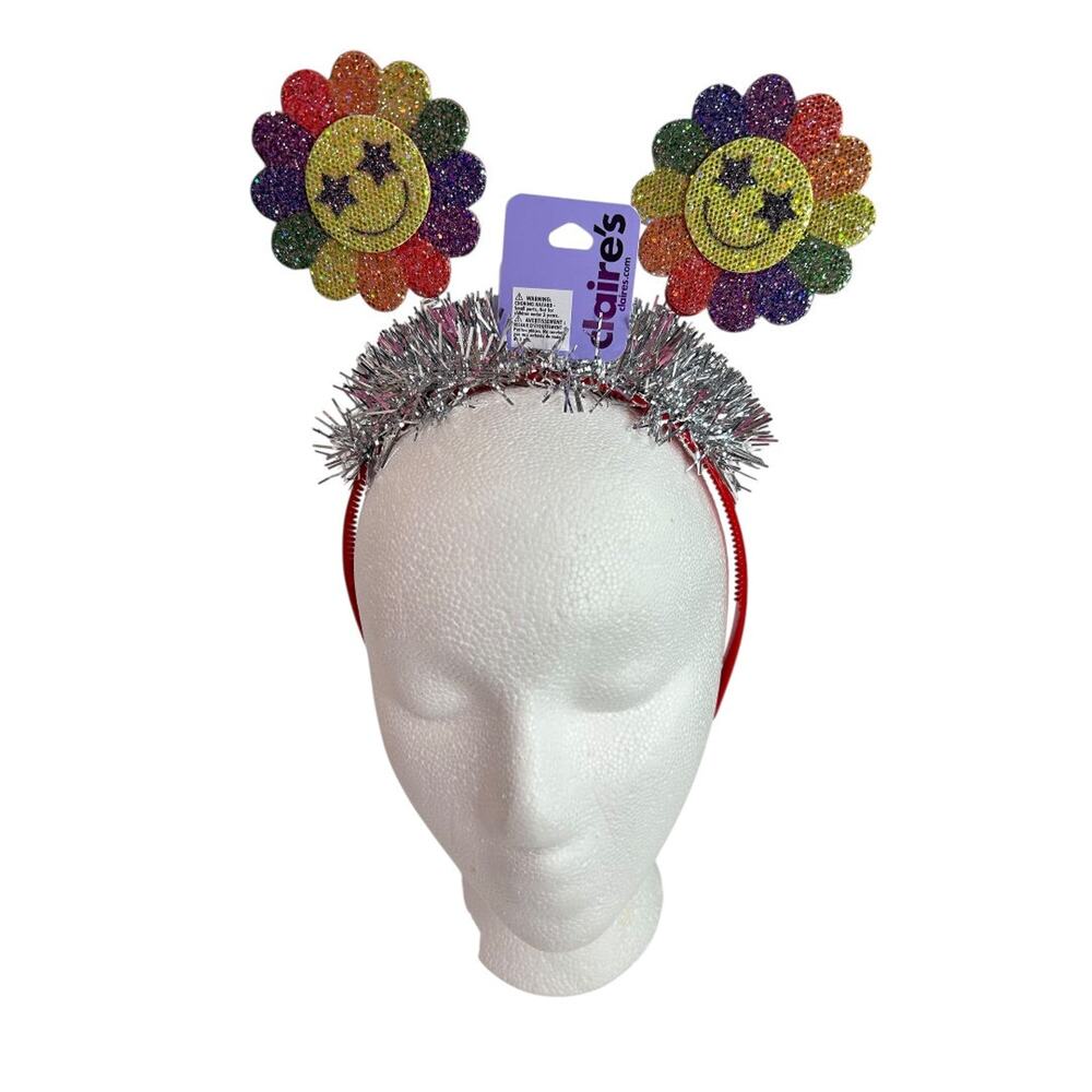 Claires New‎ Bopper Rainbow Headband Flower Rainbow Smiley Face